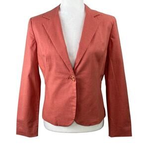 Vintage 90s Allen by ABS Peach Linen Blazer Jacket 6 NWT Deadstock Y2K Coastal